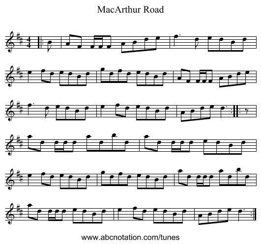 MacArthur Road - staff notation