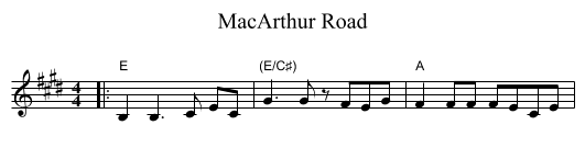 MacArthur Road - staff notation