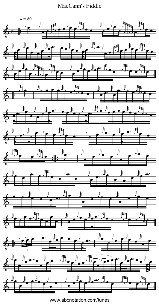 MacCann's Fiddle - staff notation
