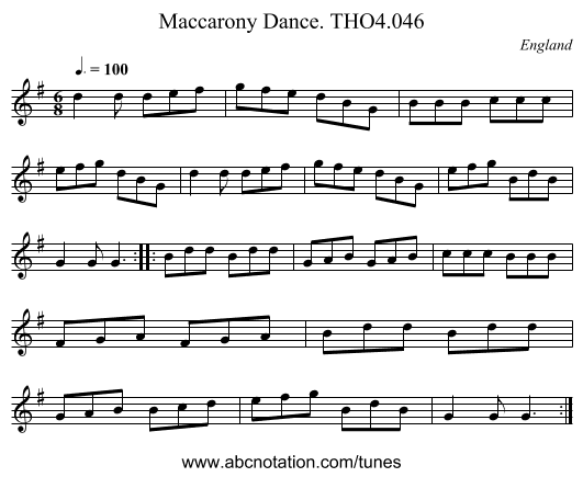 Maccarony Dance. THO4.046 - staff notation