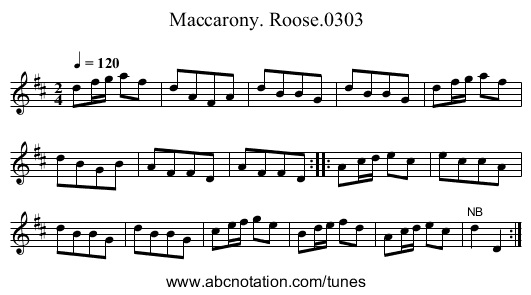 Maccarony. Roose.0303 - staff notation