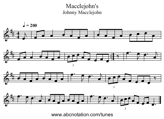 Macclejohn's - staff notation