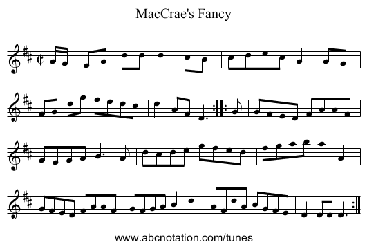 MacCrae's Fancy - staff notation