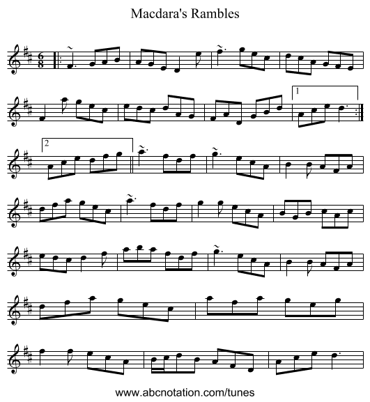 Macdara's Rambles - staff notation
