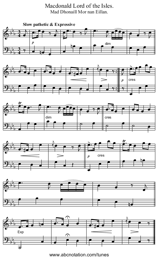 Macdonald Lord of the Isles. - staff notation