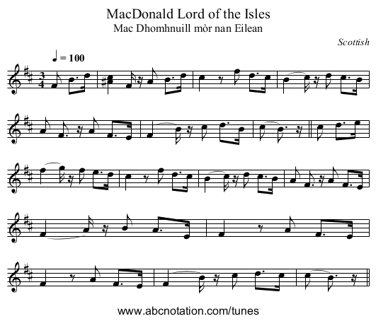 MacDonald Lord of the Isles - staff notation
