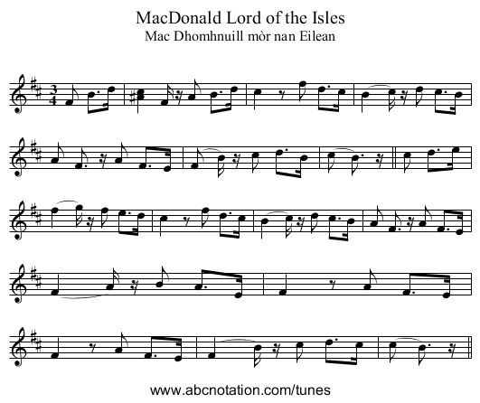 MacDonald Lord of the Isles - staff notation