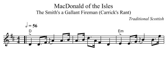 MacDonald of the Isles - staff notation