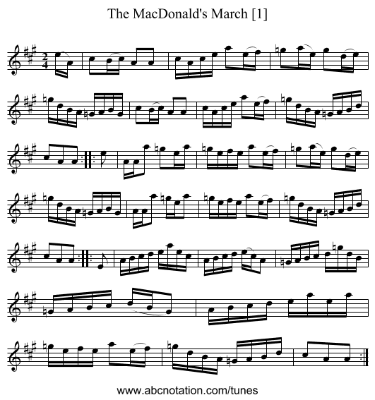 MacDonald's March [1], The - staff notation