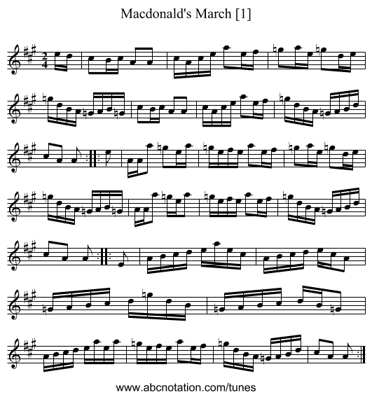Macdonald's March [1] - staff notation