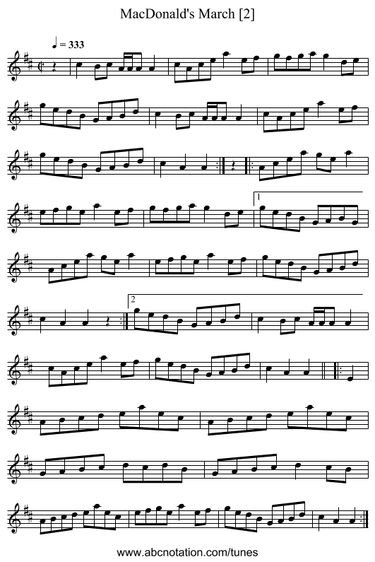 MacDonald's March [2] - staff notation