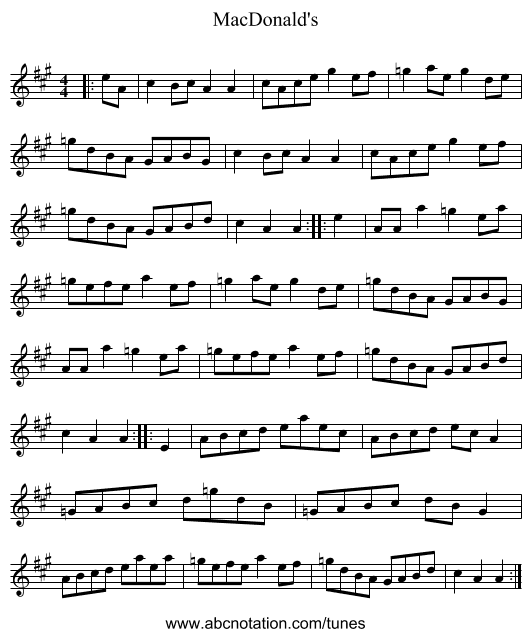 MacDonald's - staff notation