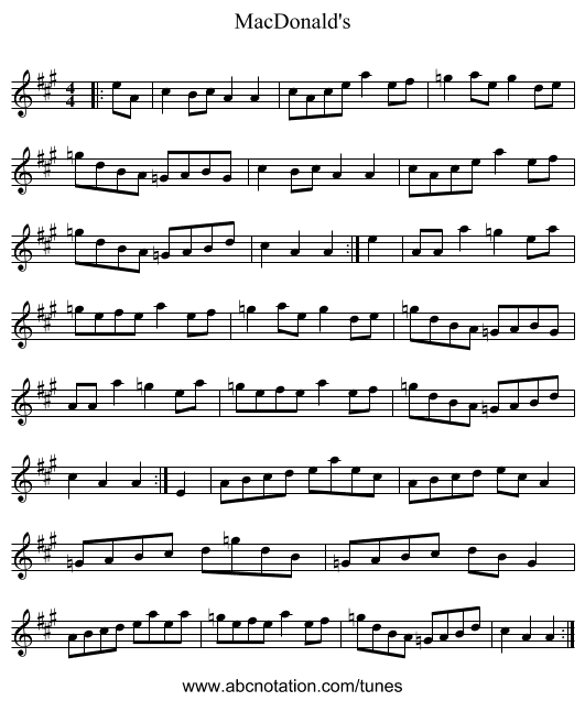 MacDonald's - staff notation