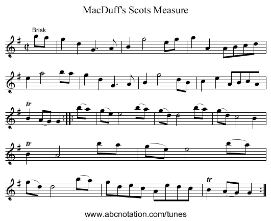 MacDuff's Scots Measure - staff notation