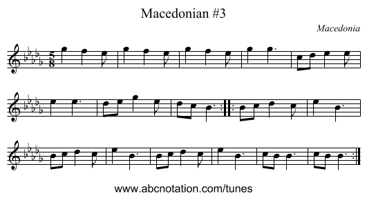 Macedonian #3 - staff notation