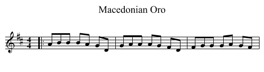 Macedonian Oro - staff notation