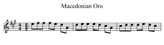 Macedonian Oro - staff notation