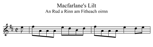 Macfarlane's Lilt - staff notation