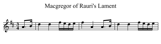 Macgregor of Rauri's Lament - staff notation
