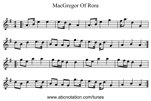 MacGregor Of Rora - staff notation