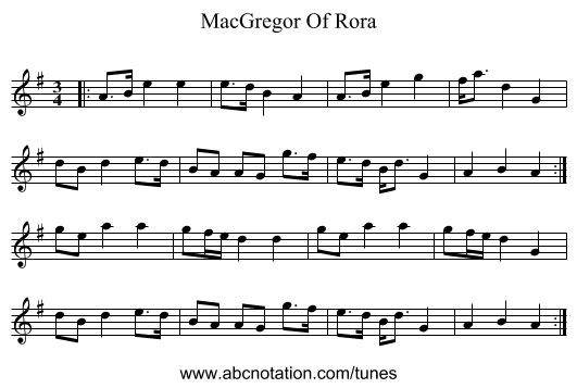 MacGregor Of Rora - staff notation