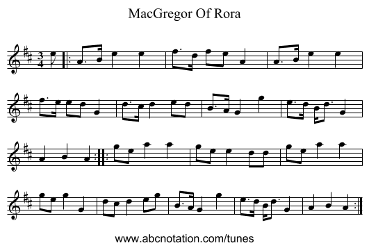MacGregor Of Rora - staff notation