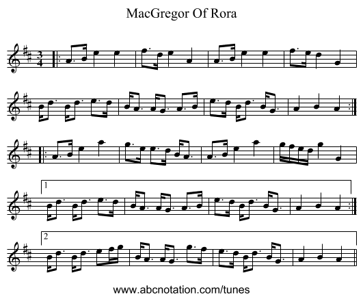 MacGregor Of Rora - staff notation