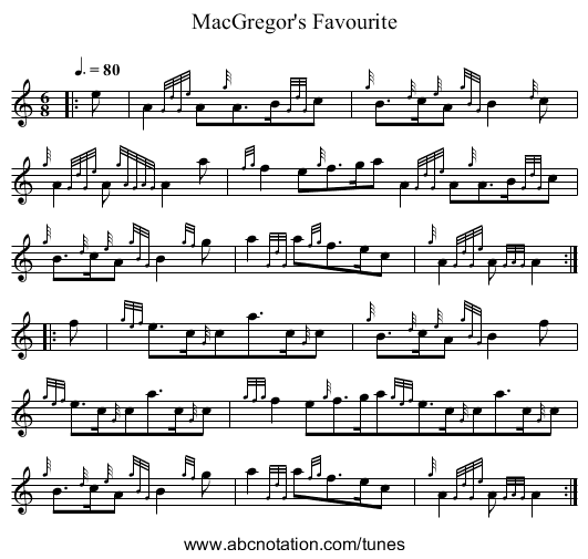 MacGregor's Favourite - staff notation