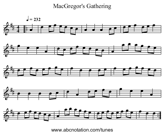 MacGregor's Gathering - staff notation