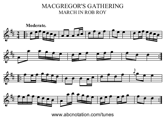 MACGREGOR'S GATHERING - staff notation