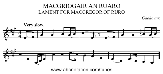 MACGRIOGAIR AN RUARO - staff notation