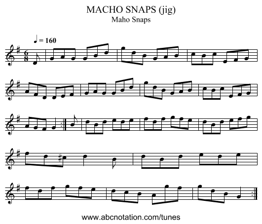 MACHO SNAPS (jig) - staff notation