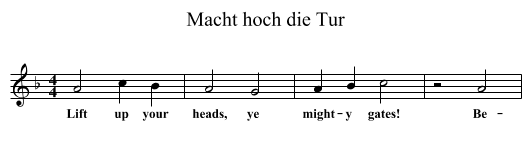 Macht hoch die Tur - staff notation