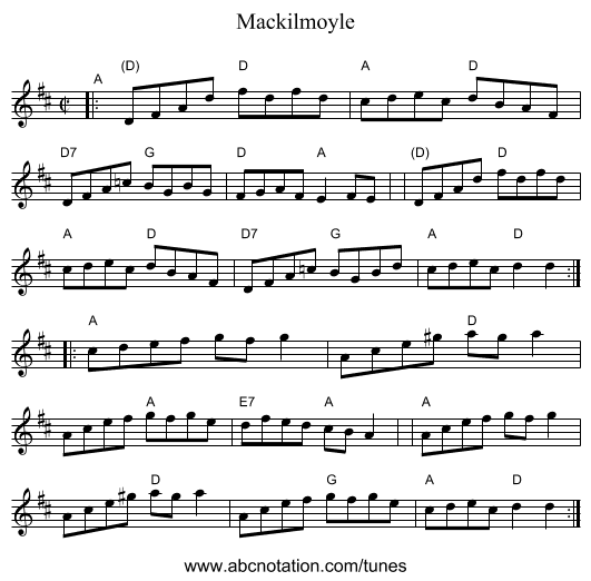 Mackilmoyle - staff notation