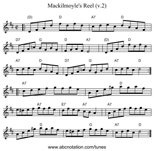 Mackilmoyle's Reel (v.2) - staff notation