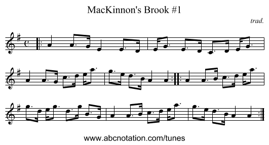 MacKinnon's Brook #1 - staff notation