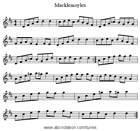 Macklemoyles - staff notation