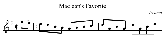 Maclean's Favorite - staff notation
