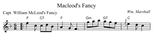 Macleod's Fancy - staff notation