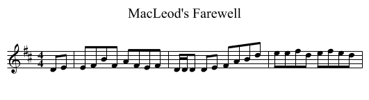 MacLeod's Farewell - staff notation
