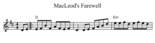 MacLeod's Farewell - staff notation