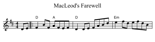 MacLeod's Farewell - staff notation