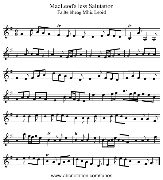 MacLeod's less Salutation - staff notation