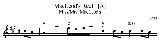 MacLeod's Reel   [A] - staff notation
