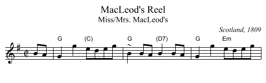 MacLeod's Reel - staff notation