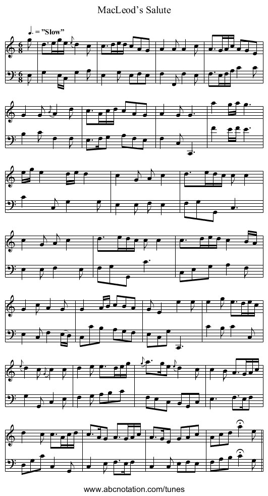 MacLeod’s Salute - staff notation