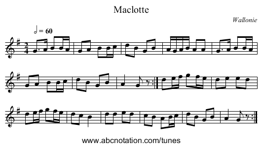 Maclotte - staff notation