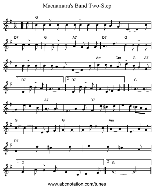 Macnamara's Band Two-Step - staff notation
