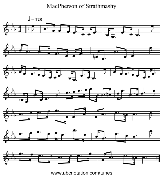 MacPherson of Strathmashy - staff notation