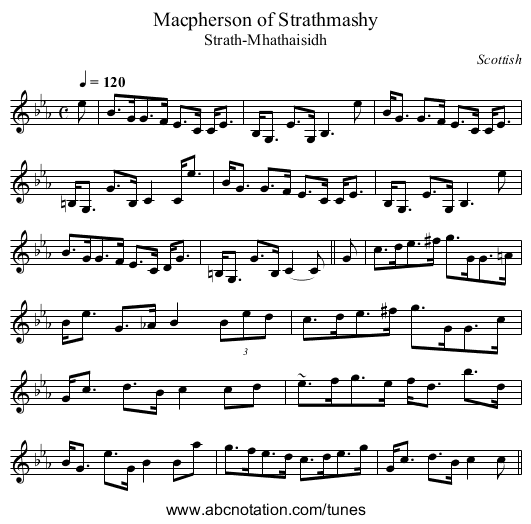 Macpherson of Strathmashy - staff notation